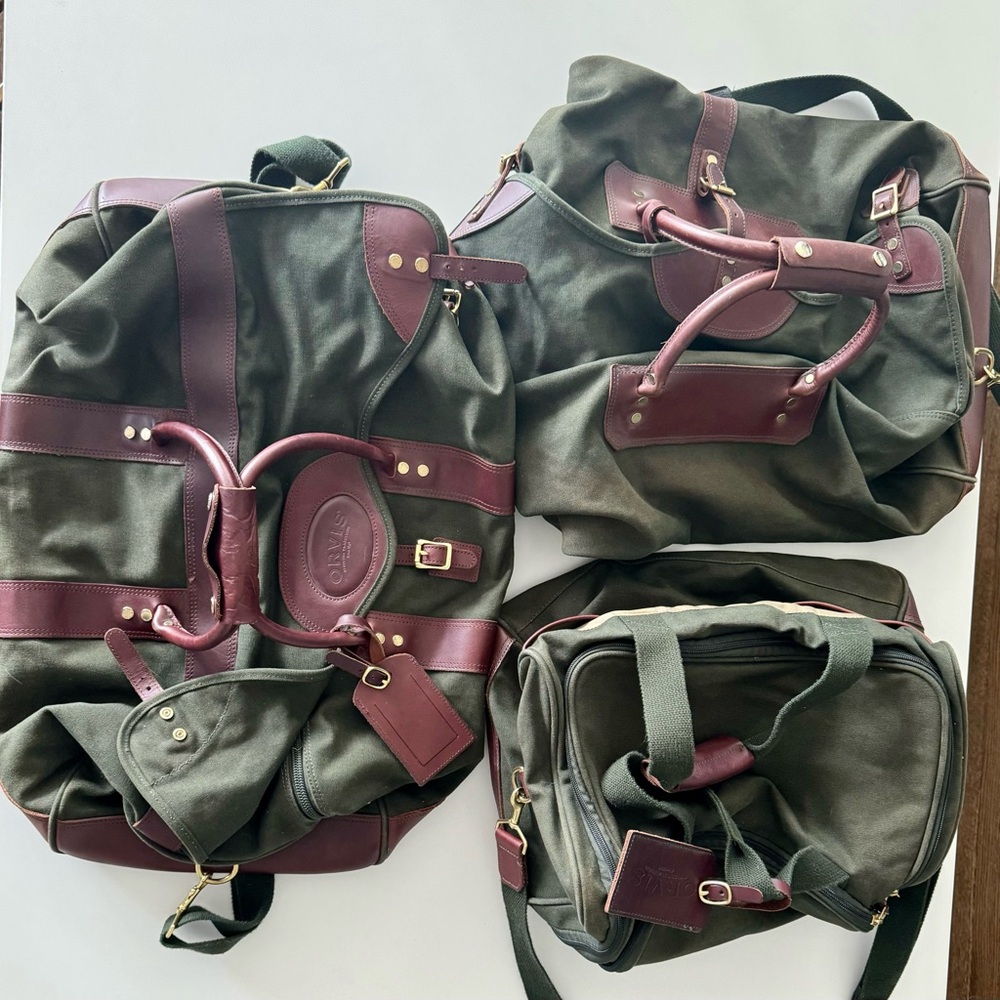 Orvis men’s travel luggage duffel bag set large medium and small